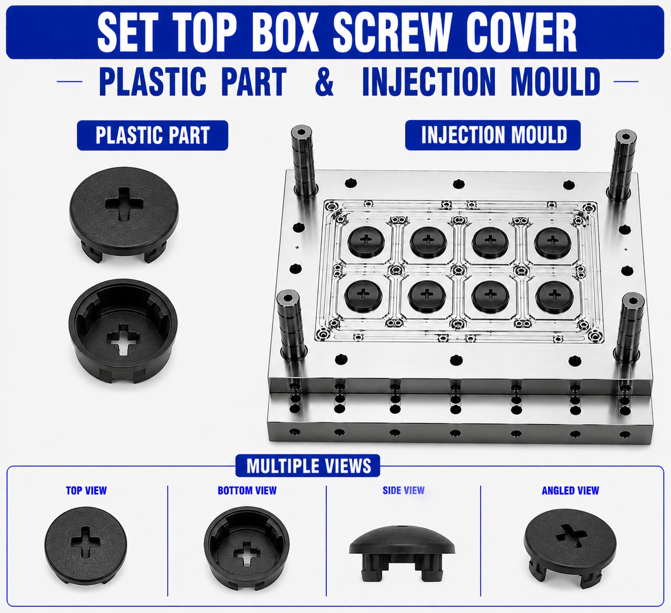 Set Top Box Plastic Screw Cover Mould and Moulding Service